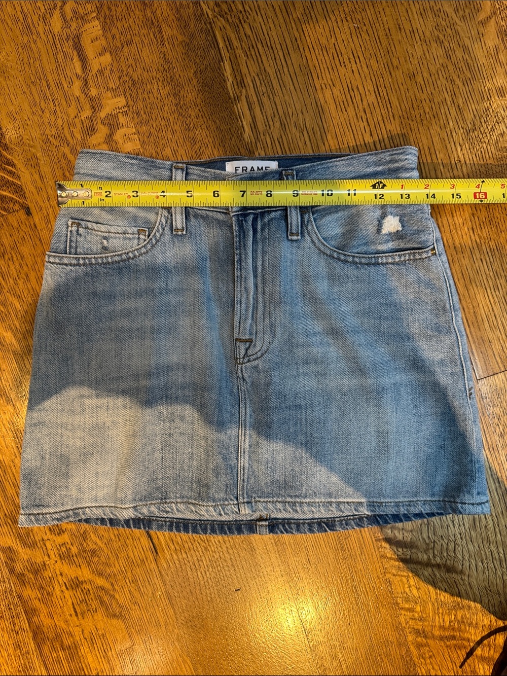 FRAME Le Mini Denim Skirt 25 Ryde Light Wash Distressed 100% Cotton Mini - Picture 6 of 10